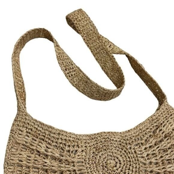 Ale by Alessandra Rafia Straw Medium Size Purse Long Strap Coastal Boho Resort - Picture 4 of 9
